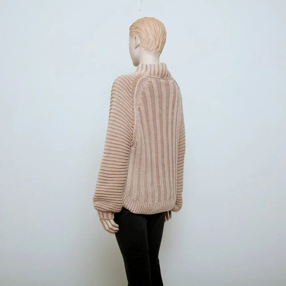 Free People Sweetheart Mock Neck Dolman Sleeve‎ Knit Sweater Tan Women Size SP